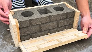 Great Skills in Molding Perforated Bricks With Wooden Cement Molds Available