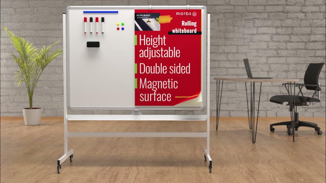 MARBS 48"x36" Rolling Whiteboard with Stand & Flipchart Probably the