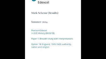 PEARSON EDEXCEL AS HISTORY MARK SCHEME PAPER 1 2024 (8HI0/1B).
