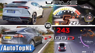 Lamborghini Urus vs Tesla Model X P100D 0-240km\/h ACCELERATION \& AUTOBAHN POV by AutoTopNL