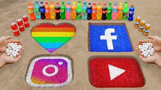 YouTube, Facebook, and Instagram Logo in the Hole with Orbeez, Popular Sodas \& Mentos