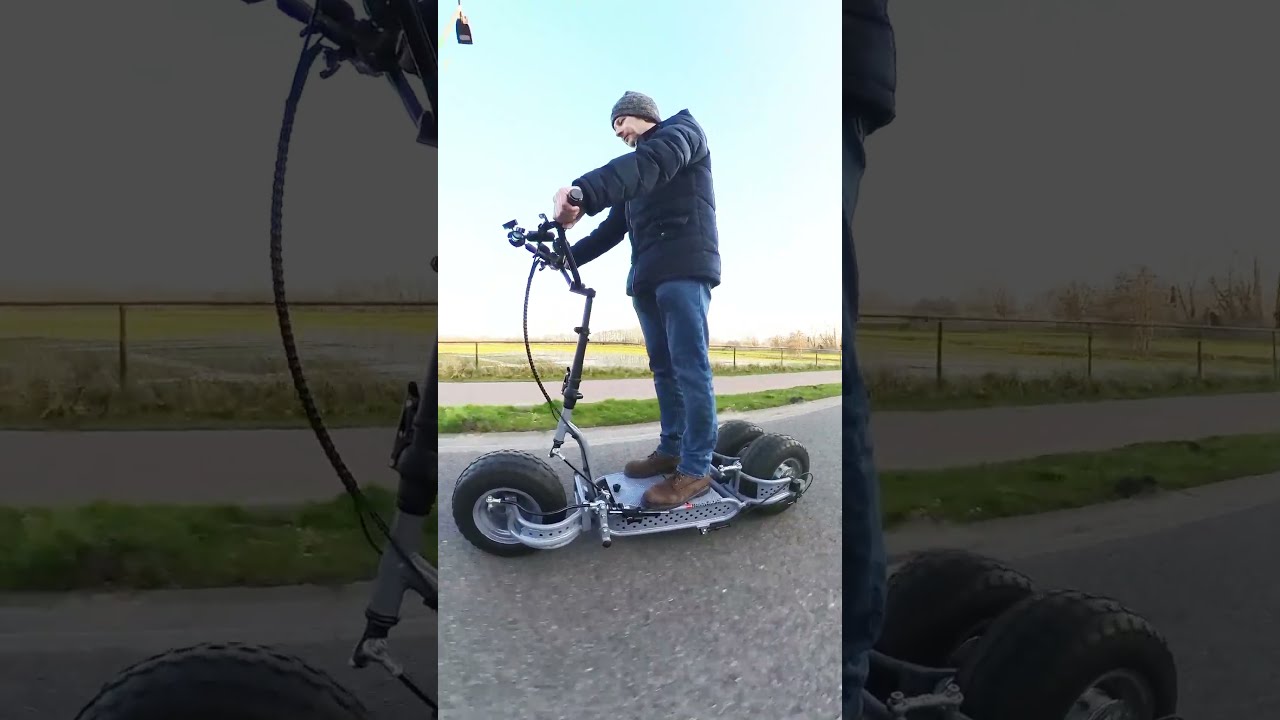 Riding The DIY Tilting Electric Scooter Powered By 4 Hoverboard Motors Diy Electricscooter