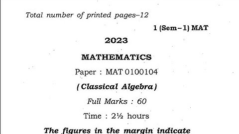 Guwahati University #FYUGP  Bsc 1st semester Mathematics question paper 