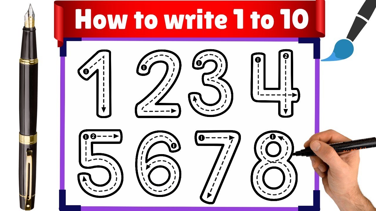 How to Write Numbers 1 to 10 | Counting Numbers 1 to 10 | Learning to ...