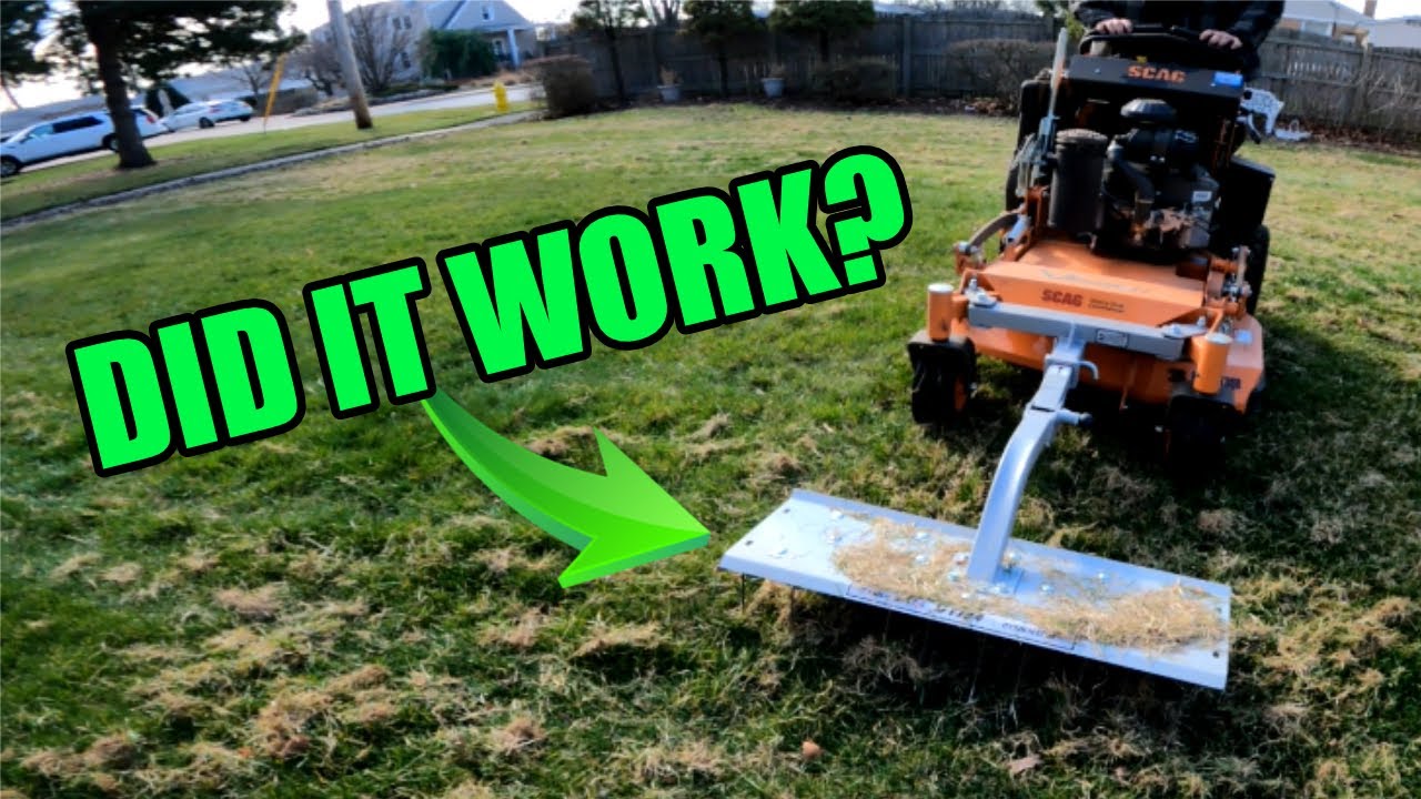 Residential lawn dethatching and power raking work by Evo Lawn and Landscape