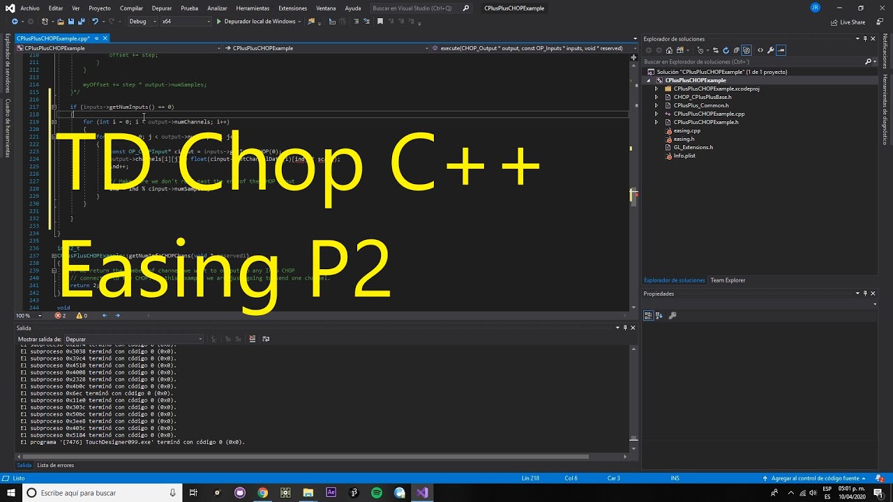 TouchDesigner C++ Chop Easing Parte 2 - YouTube