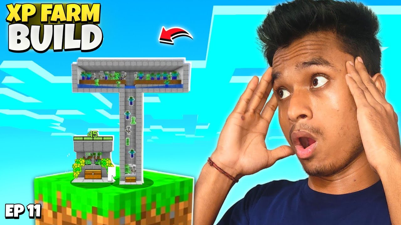 Minecraft PE Build (XP FARM) In One Block 😍 | Minecraft One Block ...