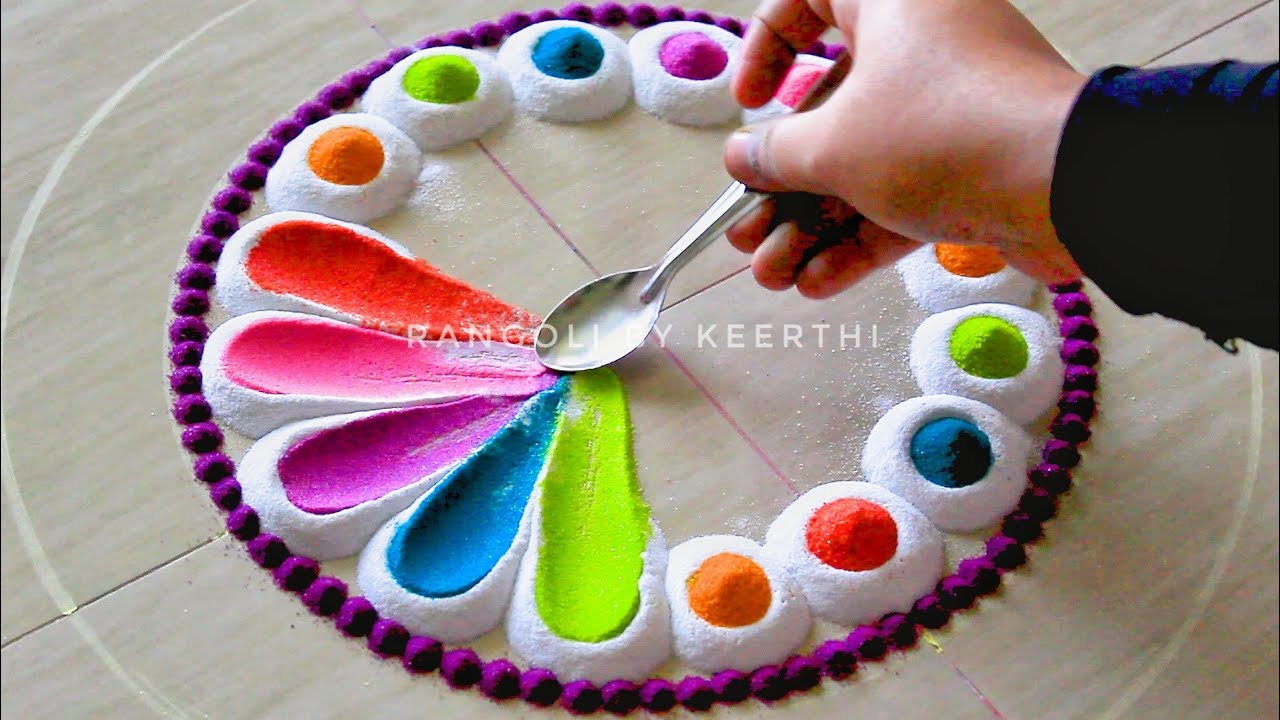 Simple diwali rangoli using spoon rangoli designs l navratri rangoli ...