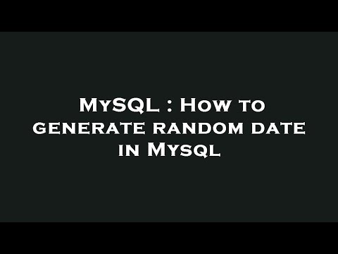 MySQL : How to generate random date in Mysql