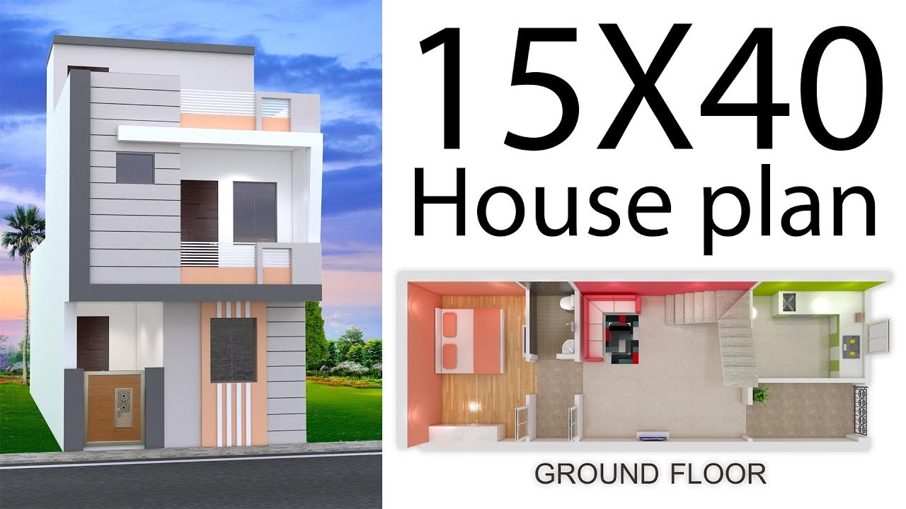 15X40 house plan with 3d elevation by nikshail YouTube