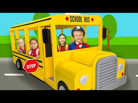 Chris rides on school bus and helps his friends get to school Funny stories for kids