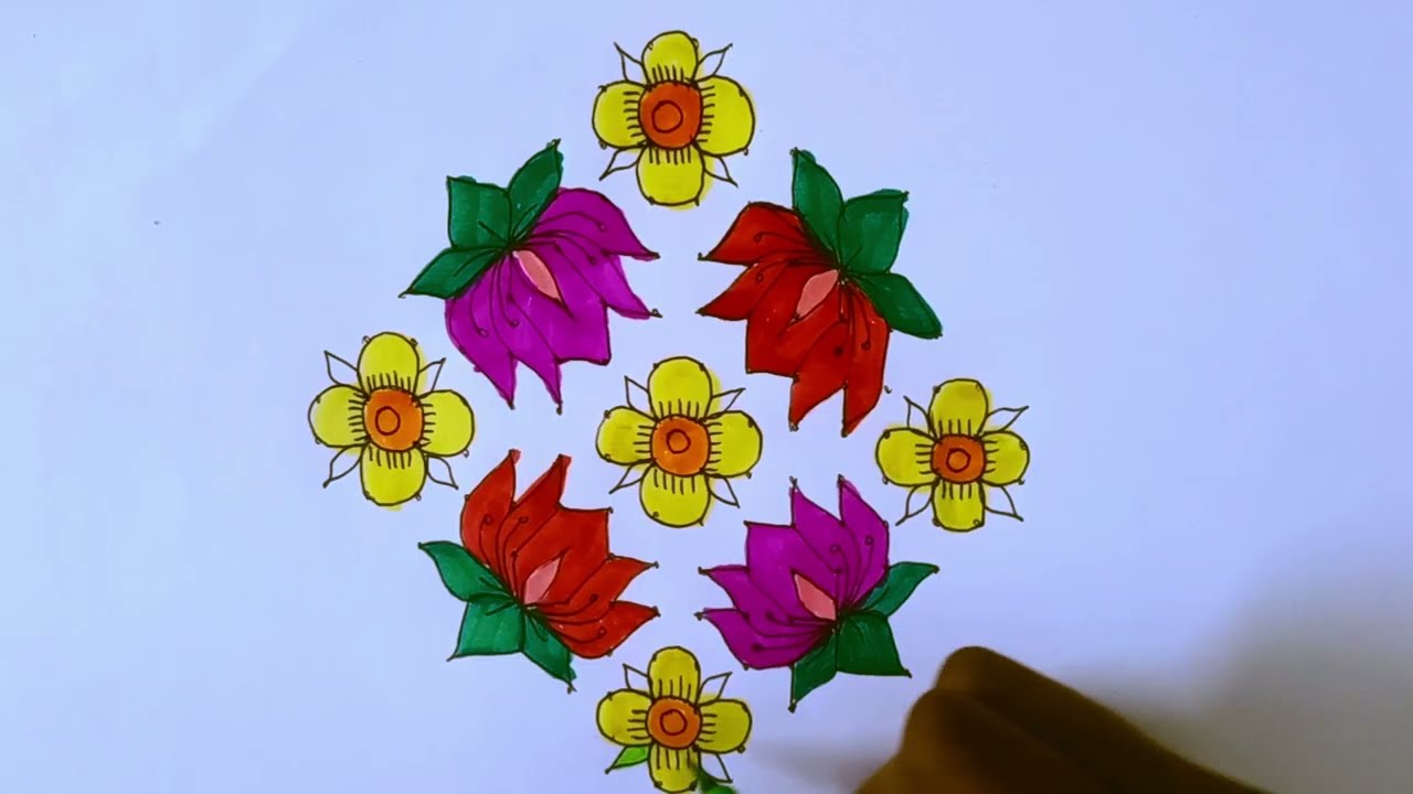 Beautiful flower kolam 