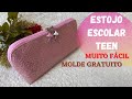 Estojo Escolar Teen Rápido e Fácil - Passo a Passo com Molde Gratuito Costura Criativa DIY