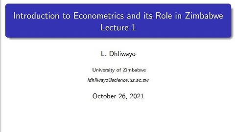 Econometrics Lecture 1 (Introduction to Econometrics)