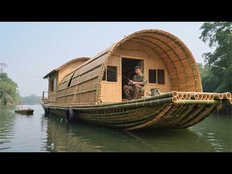 30 Days Alone — Man Builds a Bushcraft Boathouse on the River | From Start to Finish
