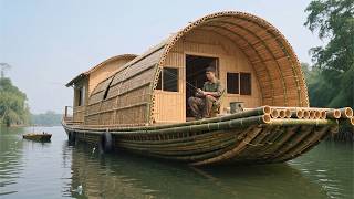 30 Days Alone — Man Builds a Bushcraft Boathouse on the River | From Start to Finish
