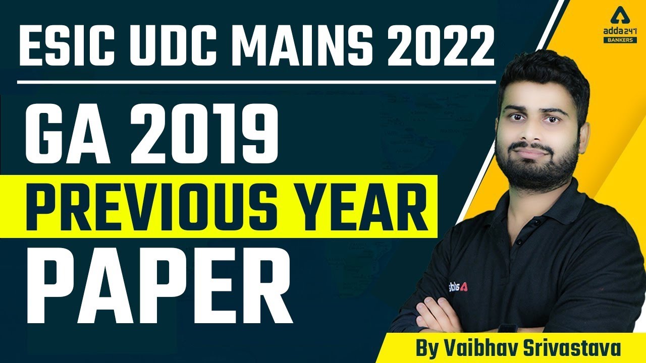 ESIC UDC MAINS PREVIOUS YEAR QUESTION PAPER | General Awareness | GA | Vaibhav Srivastava