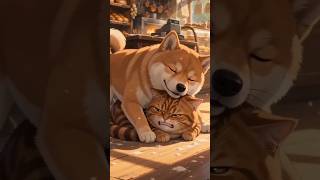 When your shiba inu has zero personal space 🐕🐈 #shorts #funnydog #cute