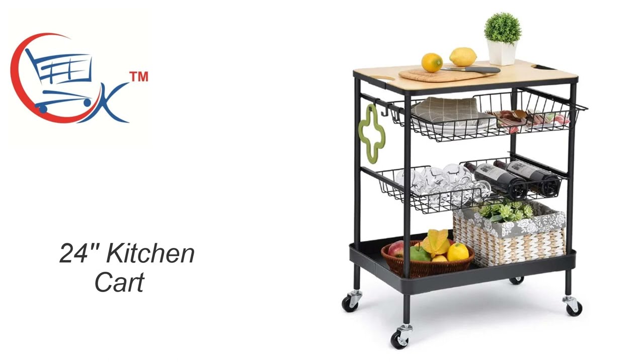 Kitchen Trolley Basket 24'' Kitchen Cart YouTube