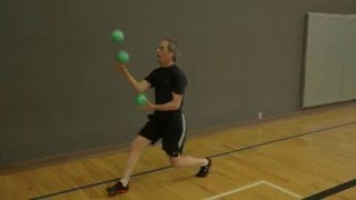 Juggling four-pound balls while doing forward lunges and backward lunges Wealth