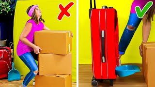 43 SMART MOVING TIPS to save all your stuff || packaging hacks, folding hacks