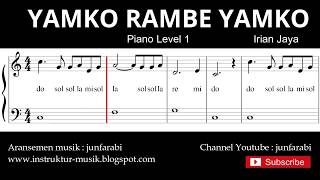 not balok yamko rambe yamko - piano level 1 - lagu daerah irian jaya / papua - do re mi / solmisasi