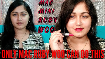 #MAC MINI RUBY WOO LIPSTICK REVIEW/GLOWING FAIR SKIN WITH RUBY WOO