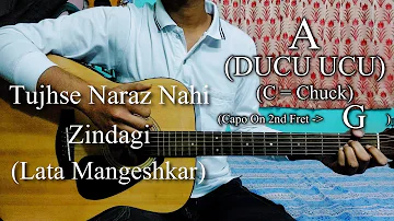 Tujhse Naraz Nahi Zindagi | Lata Mangeshkar | Easy Guitar Chords Lesson+Cover, Strumming Pattern...