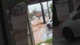 Dirt Biker Blasts Through Deep City Floodwater