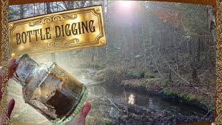 2026 Bottle Digging &amp; Exploring Along A Stream ~ Hunting For Antique Bottles &amp; Bottle Dump ©