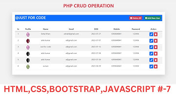 ​#7 PHP | CRUD || CREATE || READ || UPDATE || DELETE | CRUD OPERATION IN PHP | PHP CRUD @Justforcode