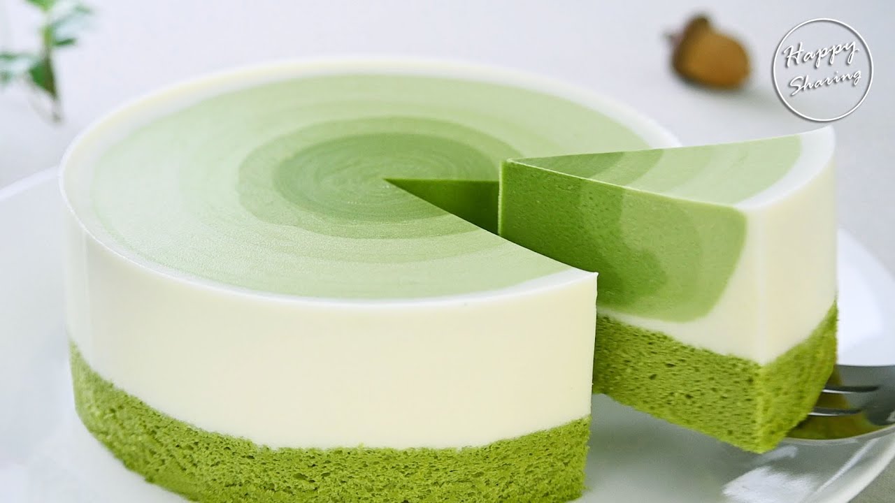 抹茶漸變蛋糕😋可以讓你美足一整天 🌹 Matcha Mousse Cake, Can make you beautiful all day | Pastel de mousse de matcha