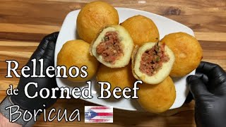 Rellenos de Papa y Corned beef (Potato fritters stuffed w/Corned Beef)