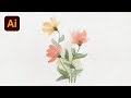 Adobe Illustrator Drawing - How to draw Vector Watercolor Flowers with Brushes