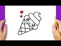 How to draw an ice cream cone kawaii