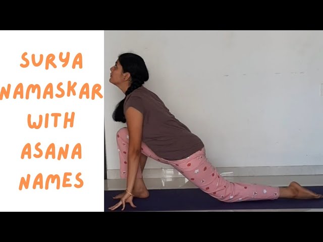 Surya namaskar yoga asanas set Royalty Free Vector Image