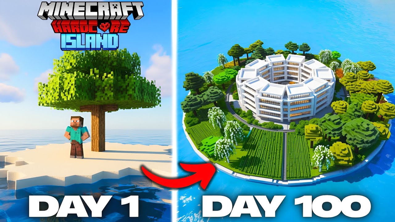 I Survived 100 Days on a Deserted Island in Minecraft Hardcore! - YouTube