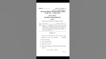 BCA - 1st year Discrete mathematics final exam question paper science college 2021 final exam