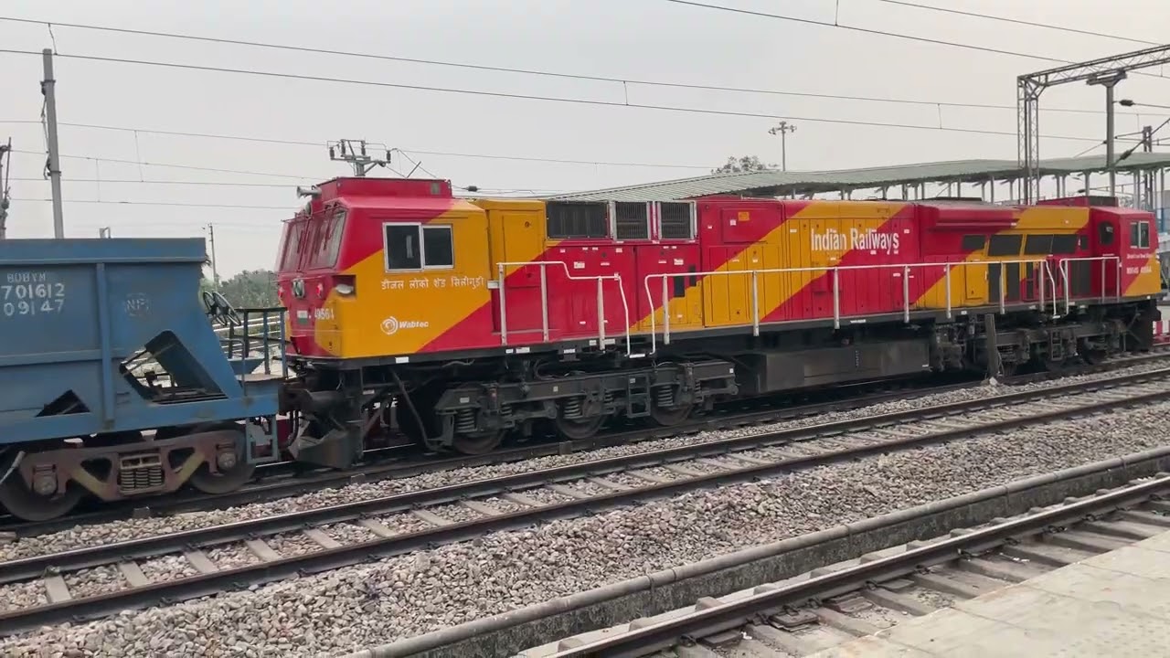 Orange colour engine train