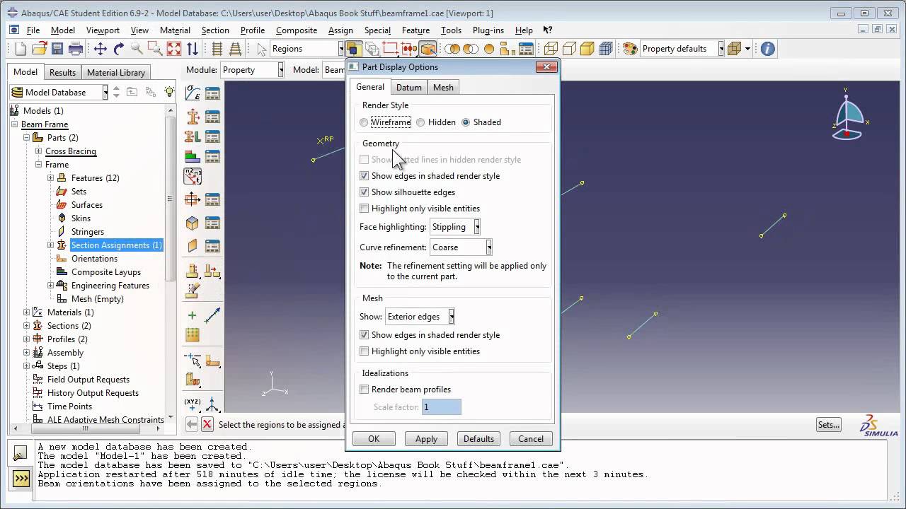 Static Analysis of a 3D I-Beam Frame (2 of 3)
