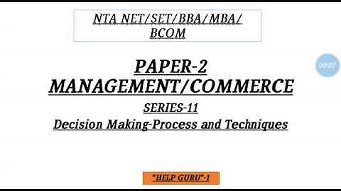 Decision making - part 2 #NET/SET/MBA/BBA/BCOM/MCOM