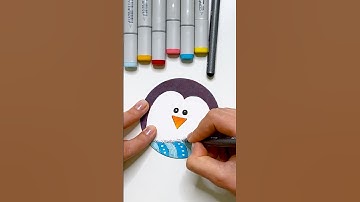 🐧 Beginner holiday drawing with Copic markers  #copic #copicart #copiccoloring #copicsketch