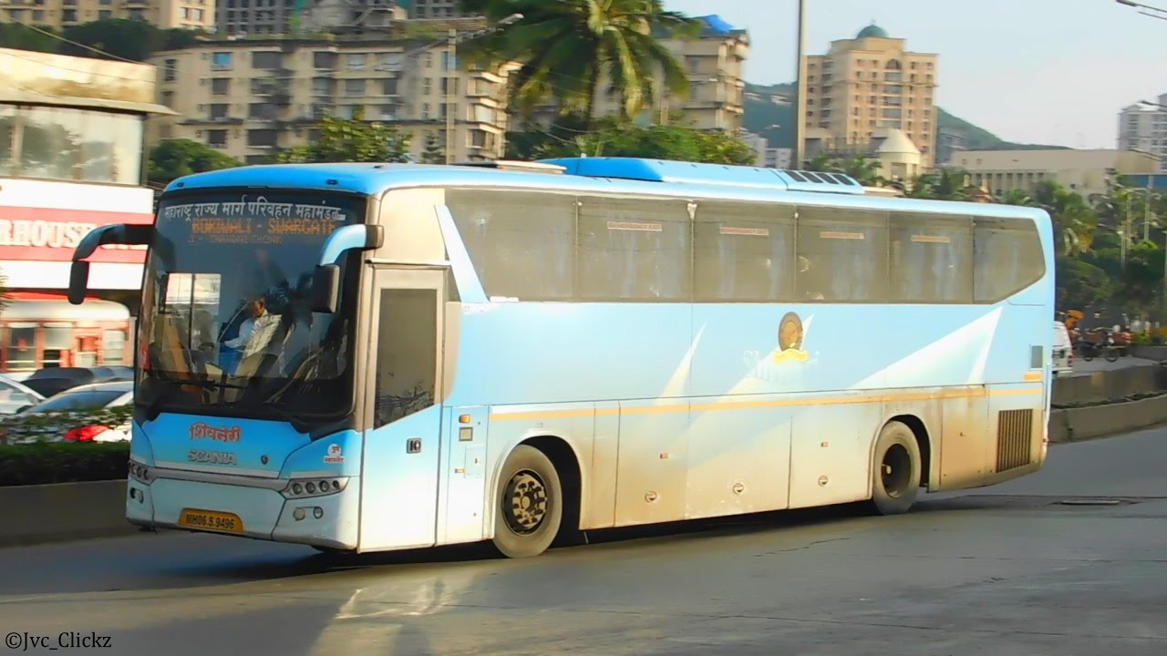 Shivneri Scania on an 'S' Curve in Mumbai! | MSRTC Shivneri Scania |