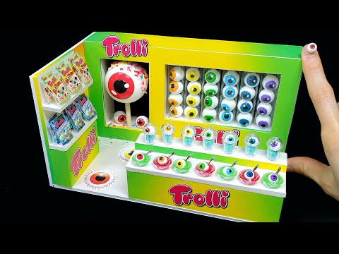 DIY Miniature <strong>Trolli</strong> EyeBall Jelly  Board shop # - Realistic Eyeball &amp;amp; Earth jelly ｜미니어쳐 눈알젤리가게