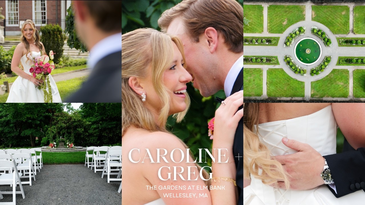 The Gardens at Elm Bank wedding photographer, Wellesley, MA — summer botanical garden wedding trailer