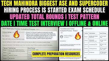 🔥TECH MAHINDRA BIGGEST ASE & SUPERCODER HIRING STARTED EXAM SCHEDULE NEW TOTAL ROUNDS | TEST PATTERN