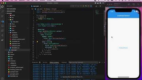Outlined Button in Flutter using VS Code.