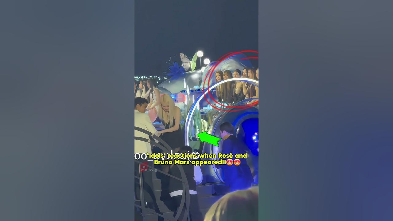 Idols' reactions when Rose and Bruno Mars appeared!🙊🙉#blackpink #rosé #brunomars #parchaeyoung #apt