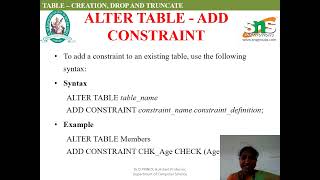 Dr.D.Princy| Table Alteration | Computer Science |Dr. SNS Rajalakshmi College of Arts and Science