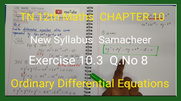 Class 12 | Chapter 10 Ex.10.3 Q.No.8  | Tamil Nadu New Syllabus | vrrmathstuition |